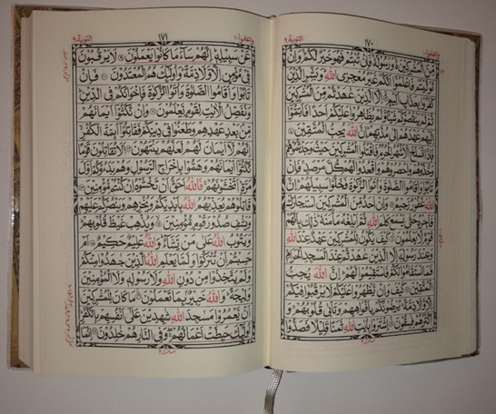 The Holy Quran/Koran in Arabic (16 Lines) Allah Names in Red Font