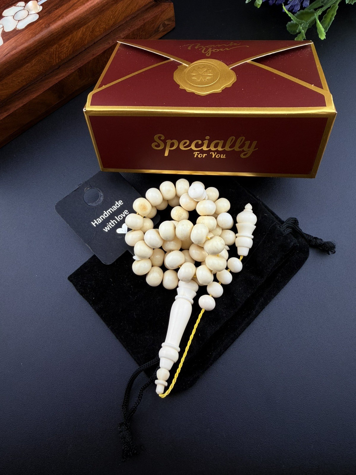 Vintage Camel Bone 51-bead Islamic Rosary Tasbih مسباح عضم جمل N811
