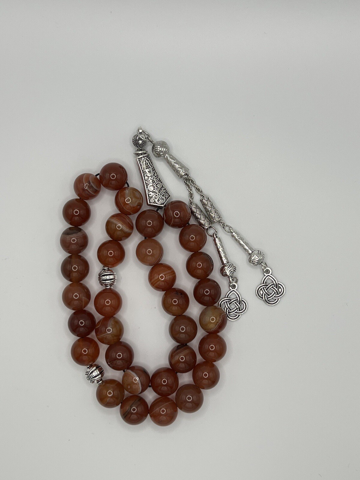 Natural Agate Aqeeq Gemstone Tasbih Rosary Prayer Beads مسبحة سبحة عقيق طبيعي