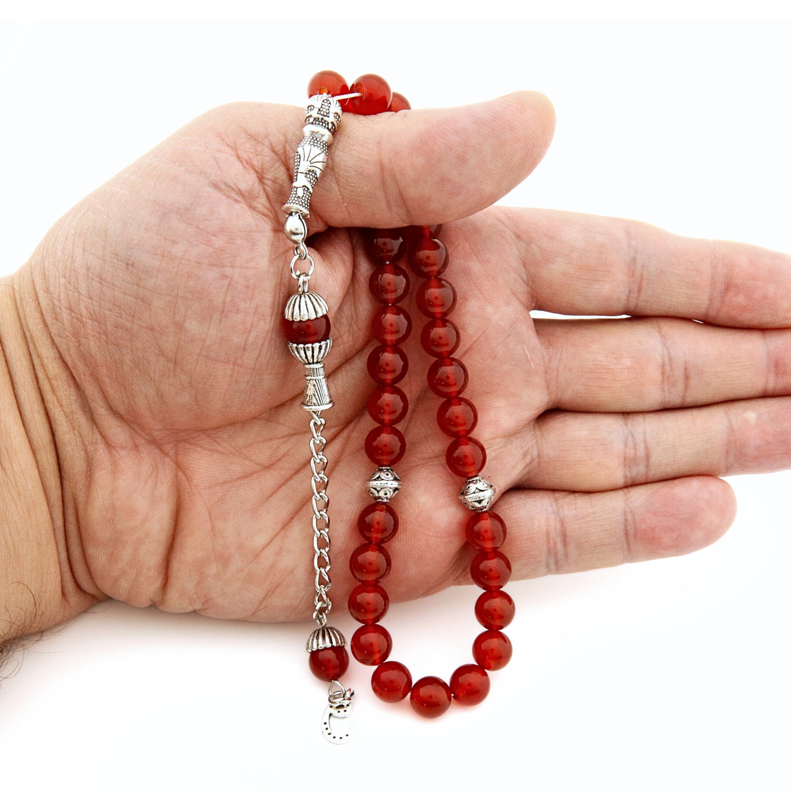 Red agate gemstone 33 beads Islamic Prayer Beads Misbaha Tesbih gift 125026