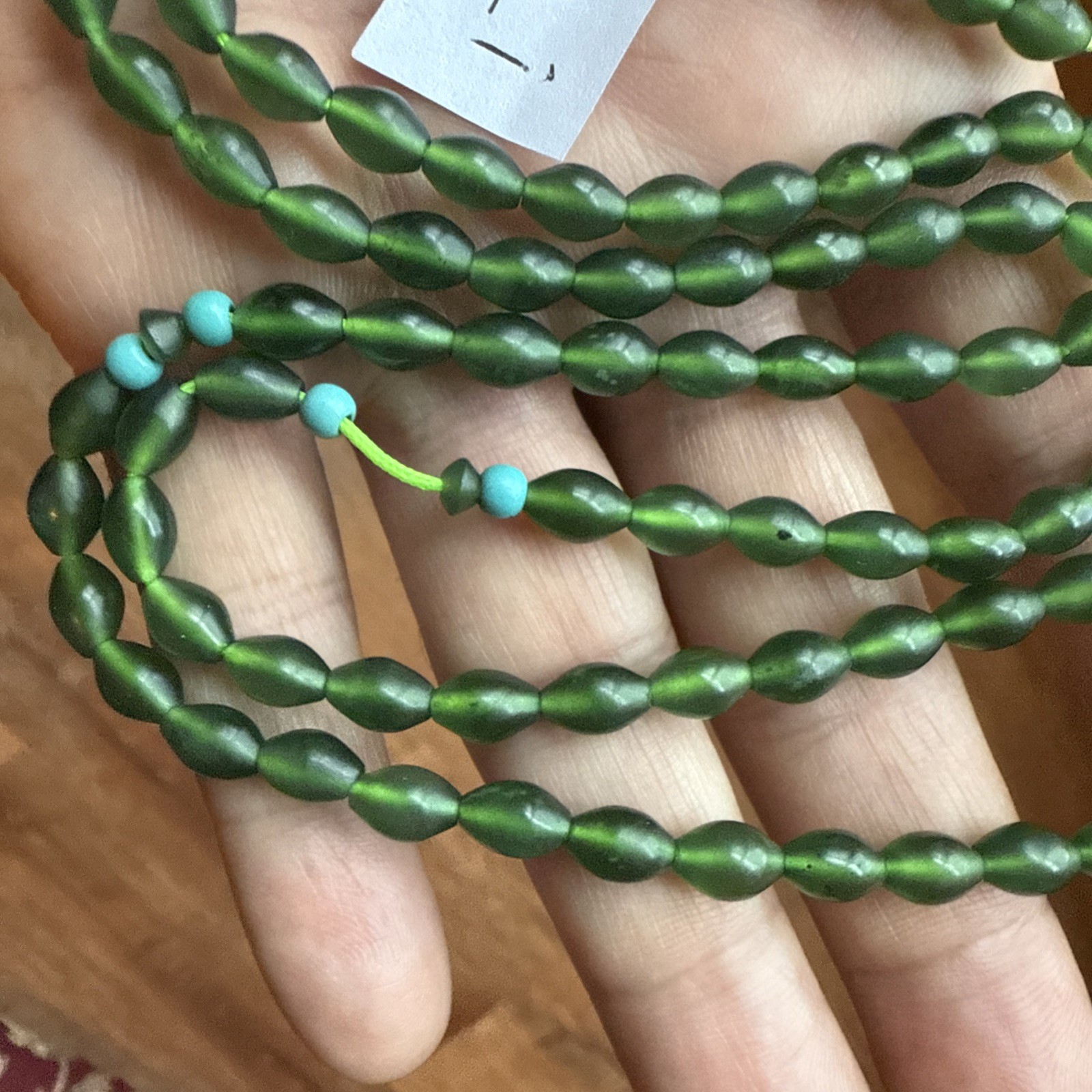 GREEN 99 BEADS حمسبحة خضراء GENUINE SHAH MAGHSOUD 43 cm شاه مقصود تسبيح
