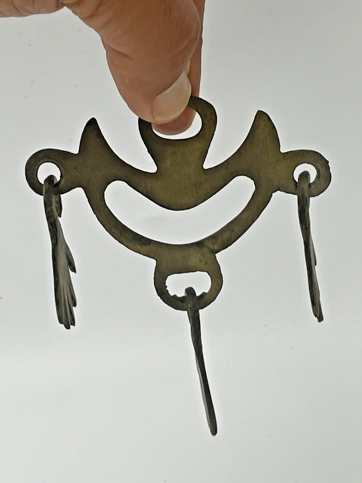 Antique Decorative Islamic Amulet Brass/bronze pendent Ornament with Three Hands