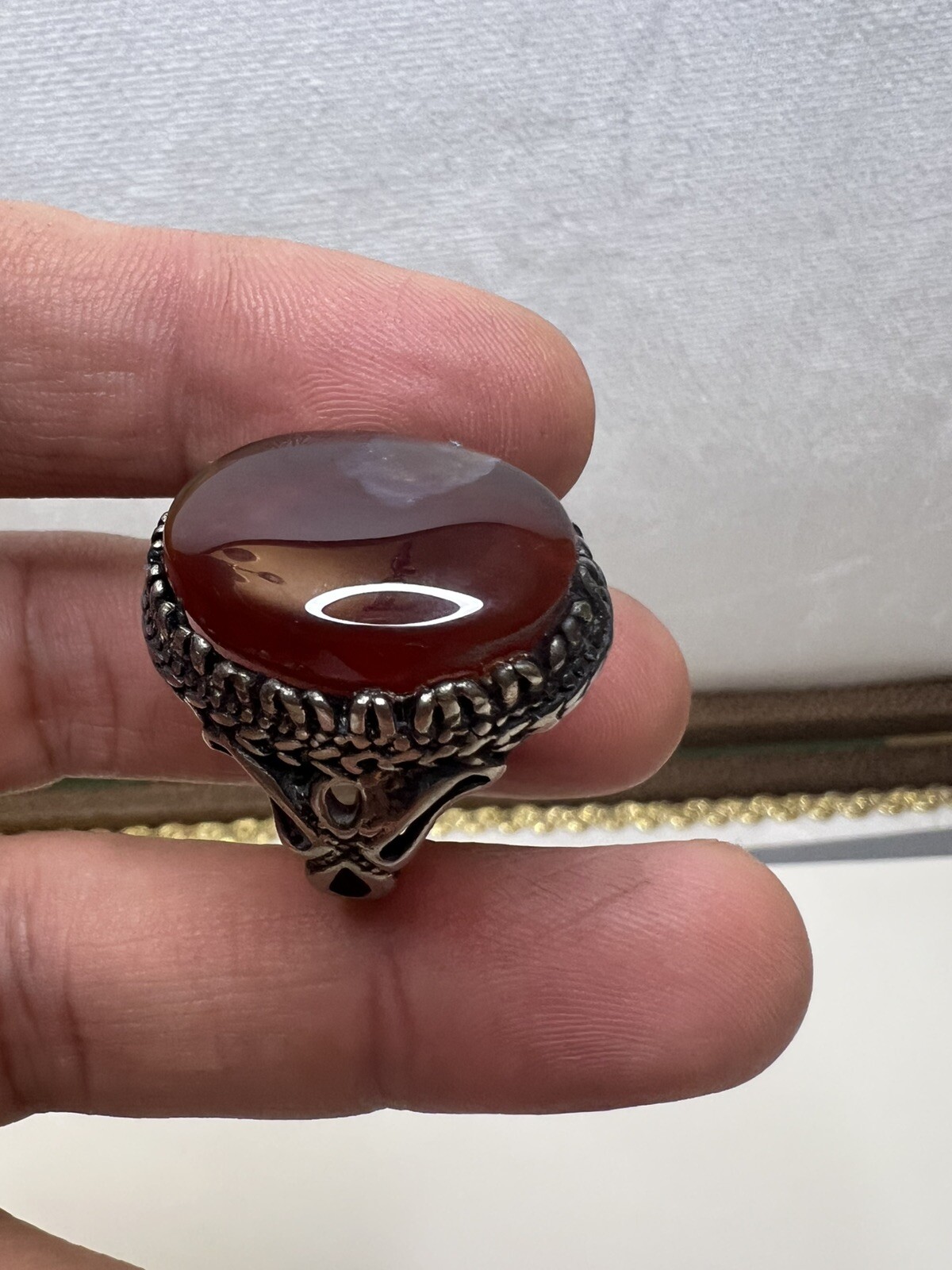 Vantage Islamic Ring Yemeni Agate 925 خاتم فضة عقيق يمني أنتيك