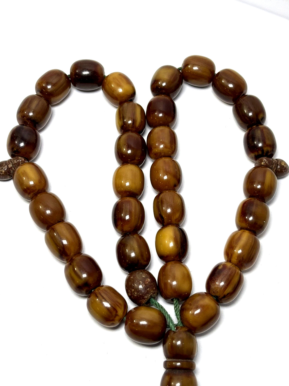Vintage Bakelite Islamic Prayer Beads Tasbih Brown Butterscotch 18” 52g