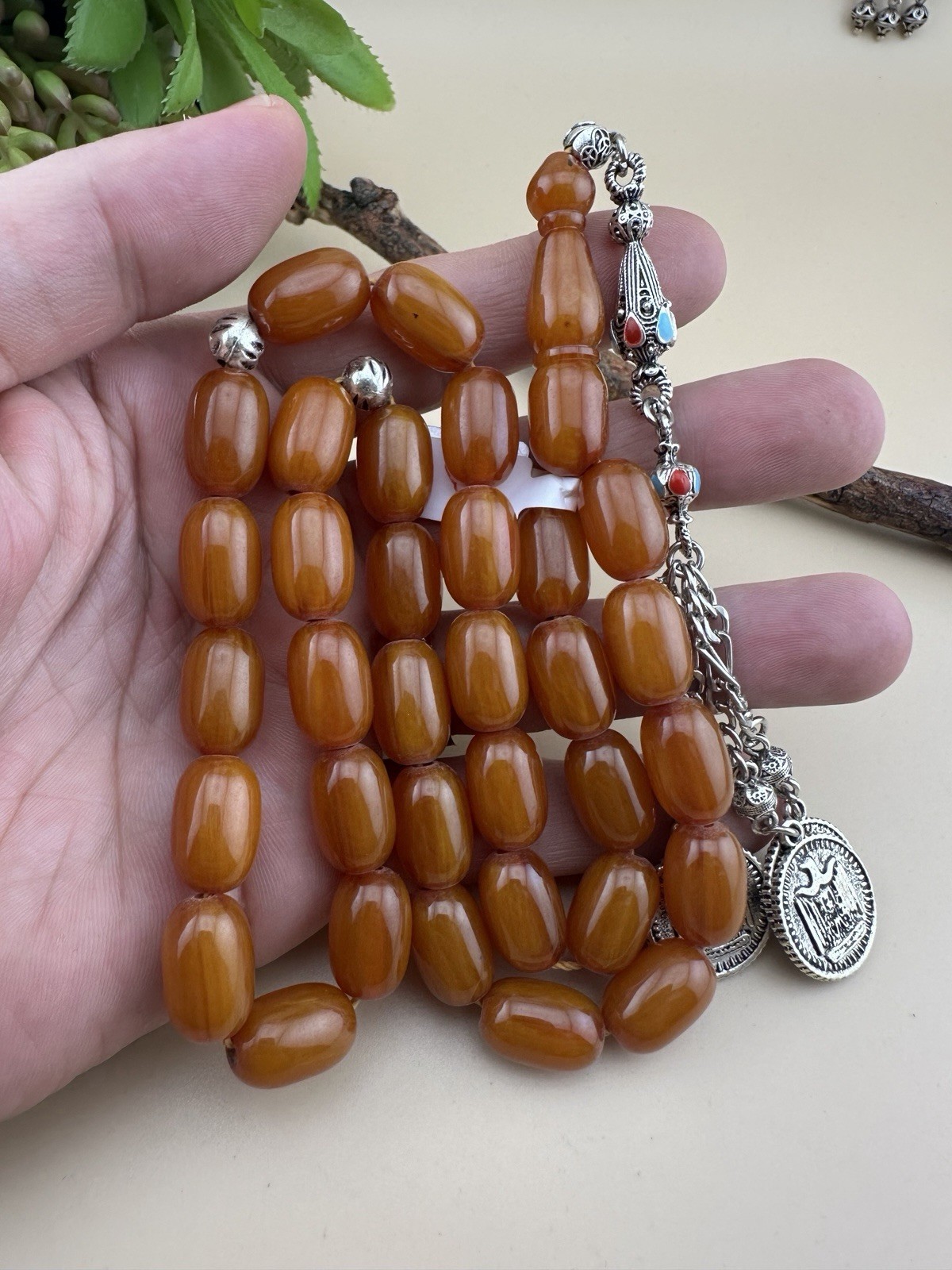 Collectible Misky 33 Beads Islamic Rosaryمسبحة مسباح مسكي جودة عالية خراطة يدوية