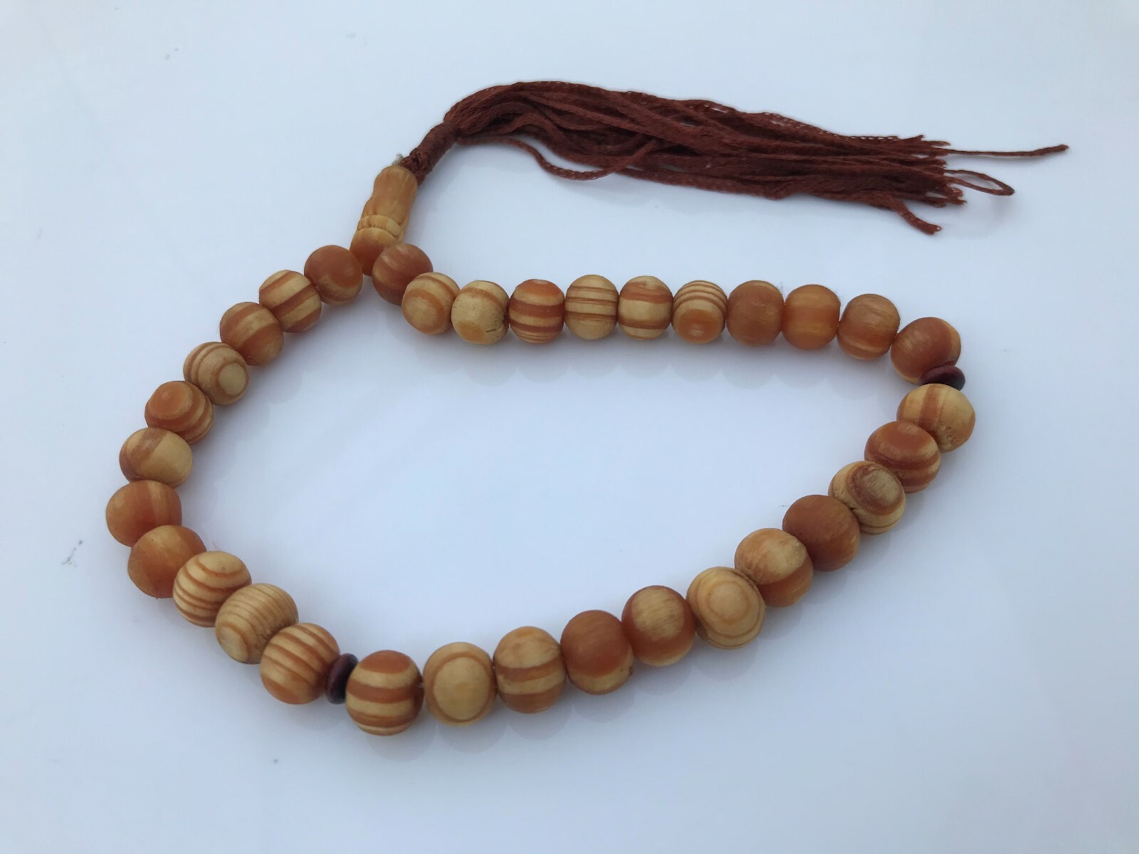 Prayer Beads Real Wood Brown Tasbeeh Islamic Religion Hand Mala Small 33 Counts
