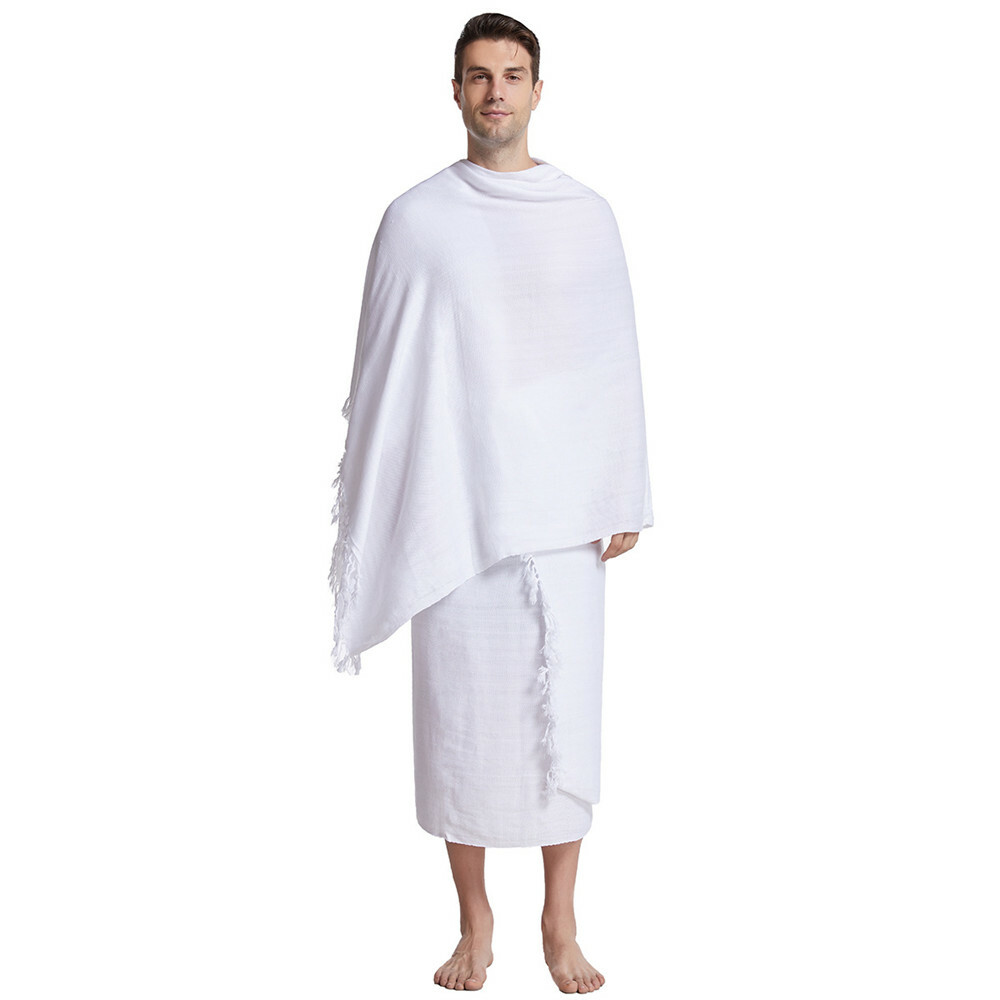 Hajj Umrah Mens 2Pcs Ihram Ehram Ahram Set Arab Islamic Breathable Towel Clothes