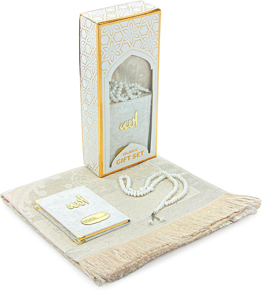 Ihvan Online Taffeta Fabric Muslim Prayer Rug, Velvet Covered Yaseen Surah Pocke