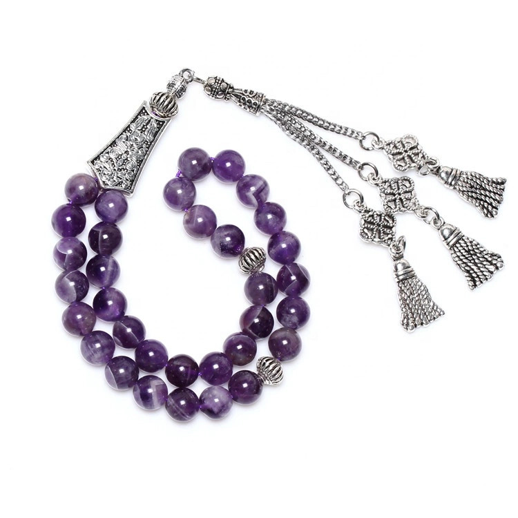 Tasbih Beads Rosary religion Masbaha Natural Amethyst stone 8 mm