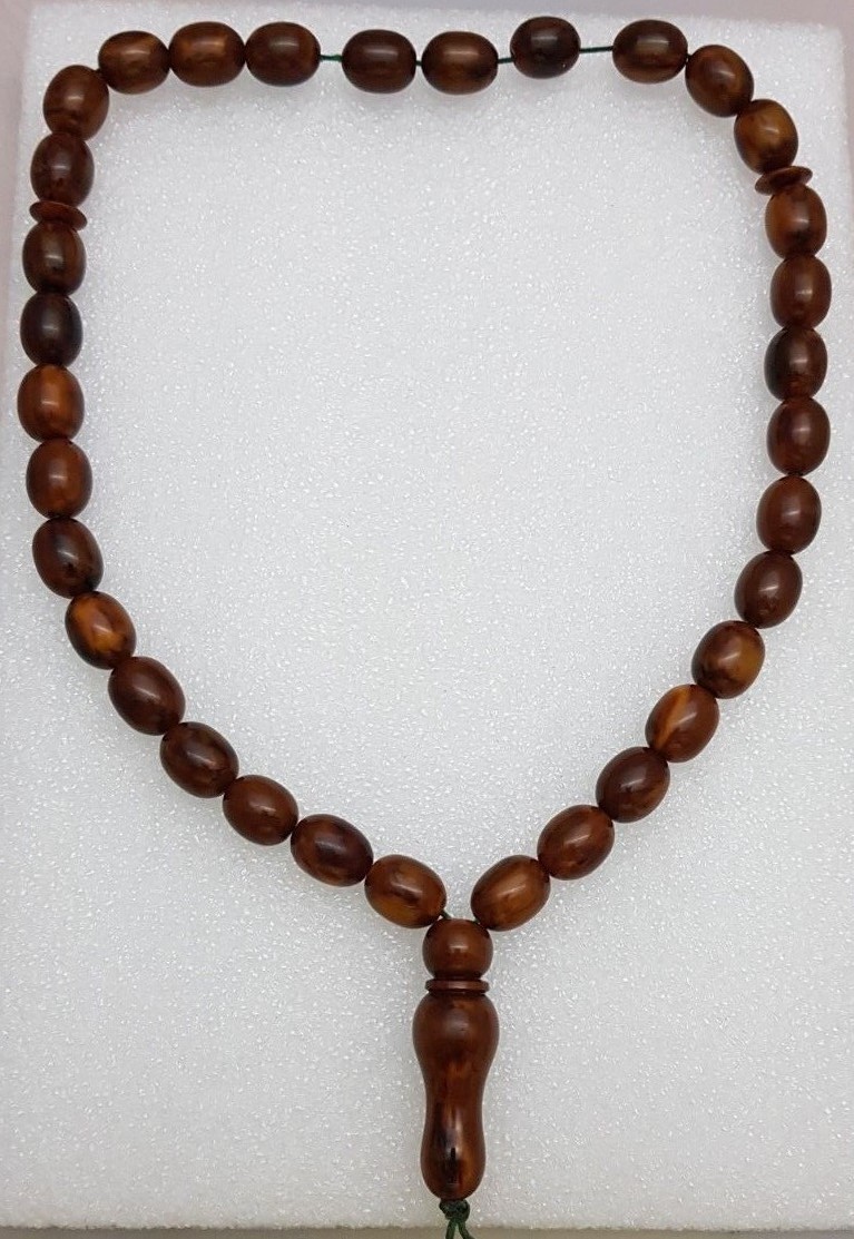 Antique Yellow Brown Butterscotch Amber bakelite islamic prayer beads MISBAHA