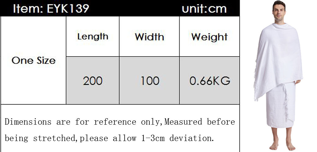 Hajj Umrah Mens 2Pcs Ihram Ehram Ahram Set Arab Islamic Breathable Towel Clothes