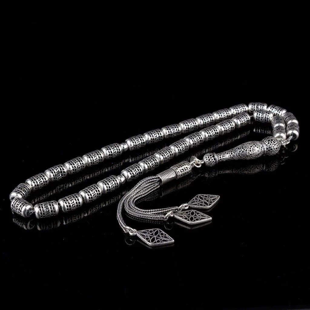 6MM 925 Sterling Silver 33 Islamic Prayer Beads Tesbih Tasbeeh Rosary Misbaha 68
