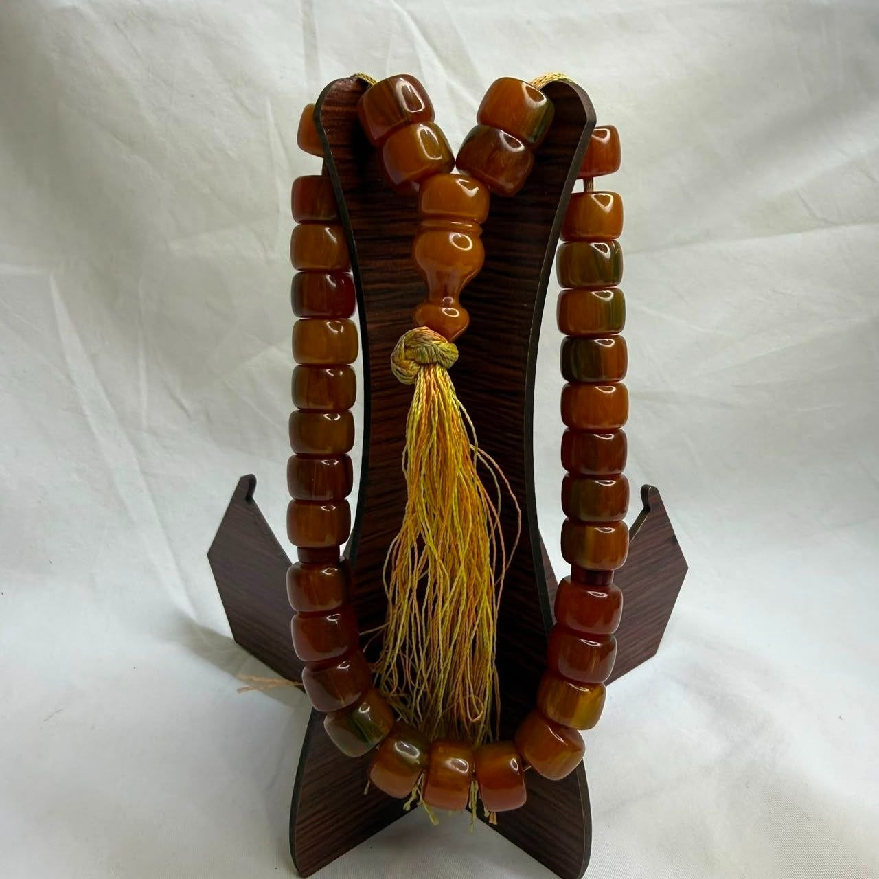 Amber Color Prayer Beads Misbaha Tasbih 33 Beads Marbled Islamic Rosary 38g