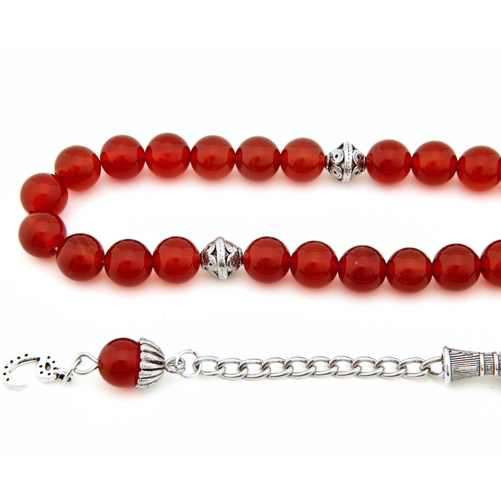 Red agate gemstone 33 beads Islamic Prayer Beads Misbaha Tesbih gift 125026