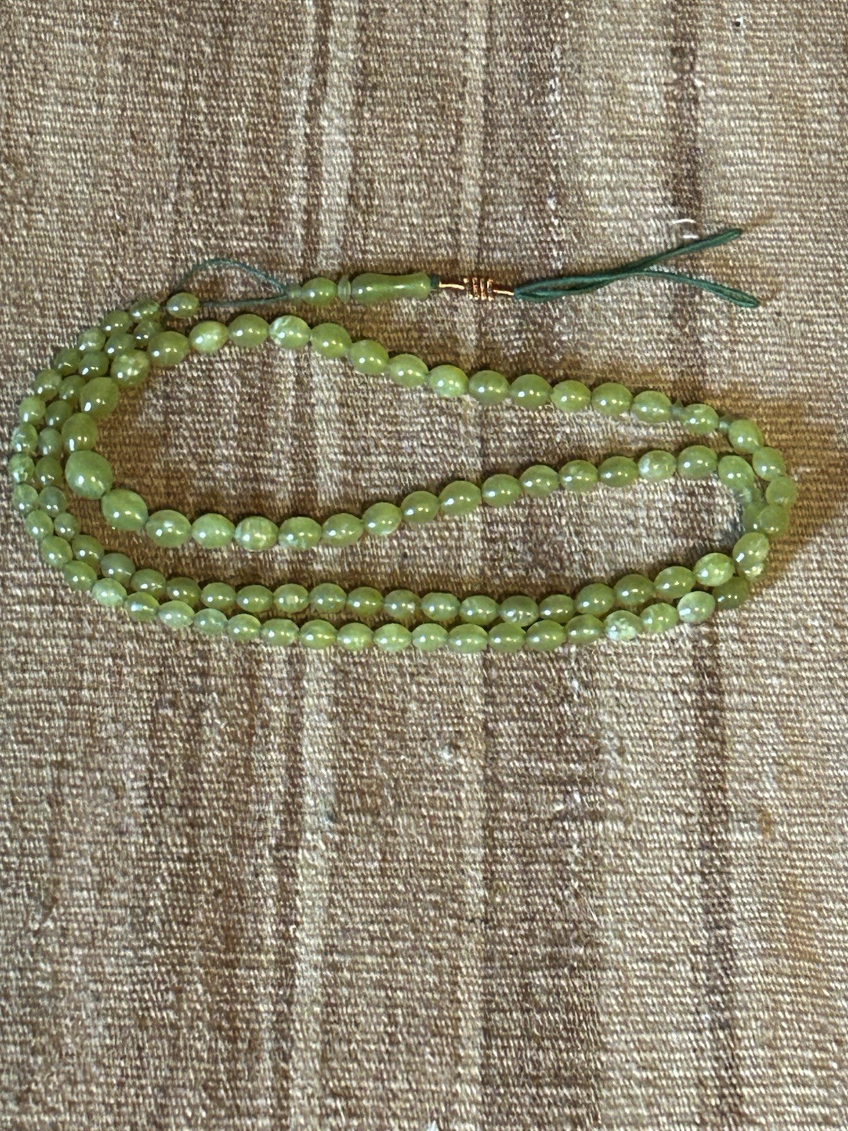 VINTAGE ISLAMIC AFGHANS SHAH MAGHSOUD 99 GRADUATED PRAYER BEADS GREEN COLOR