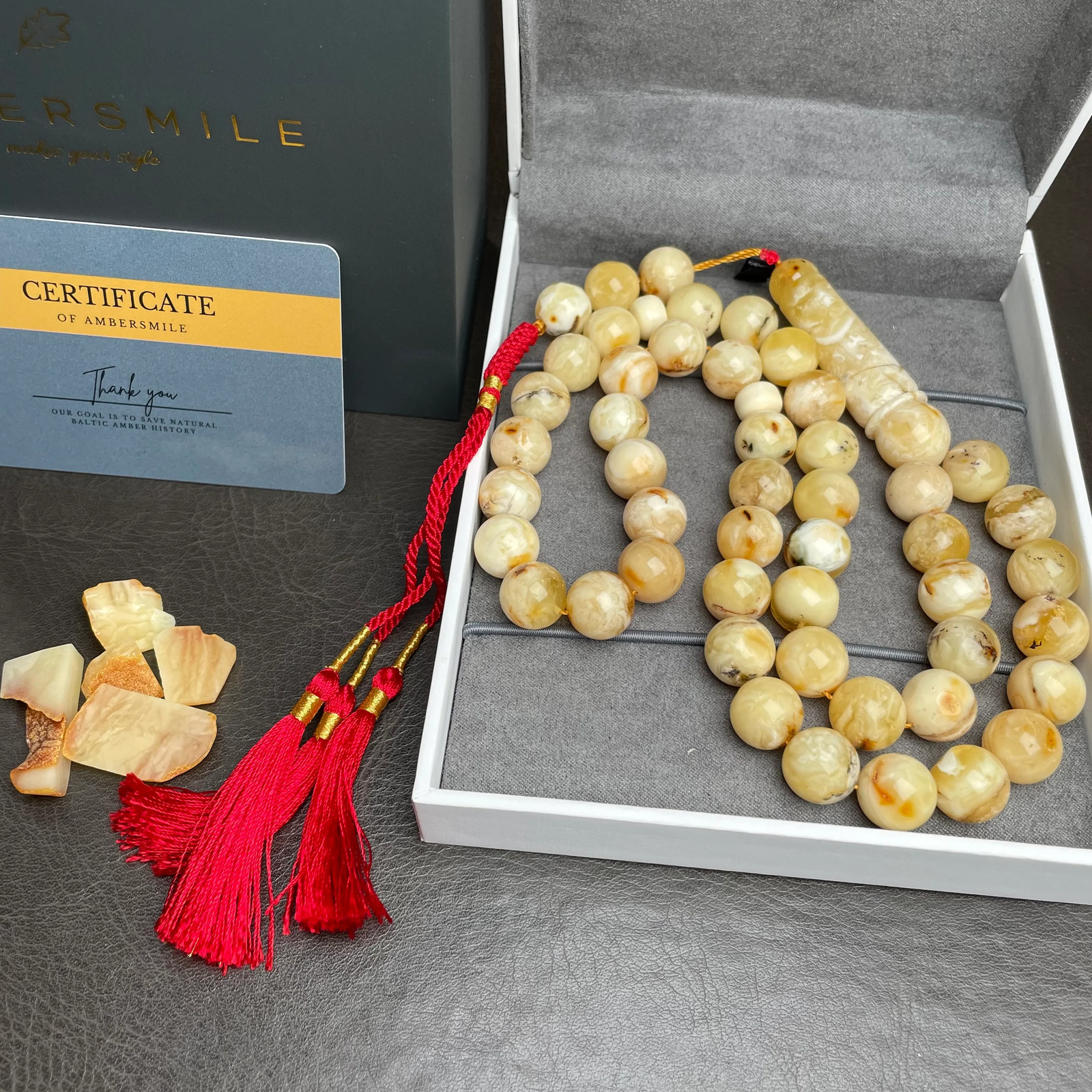 Oreo Amber Misbaha Tasbih Prayer Beads 12mm 62.4g