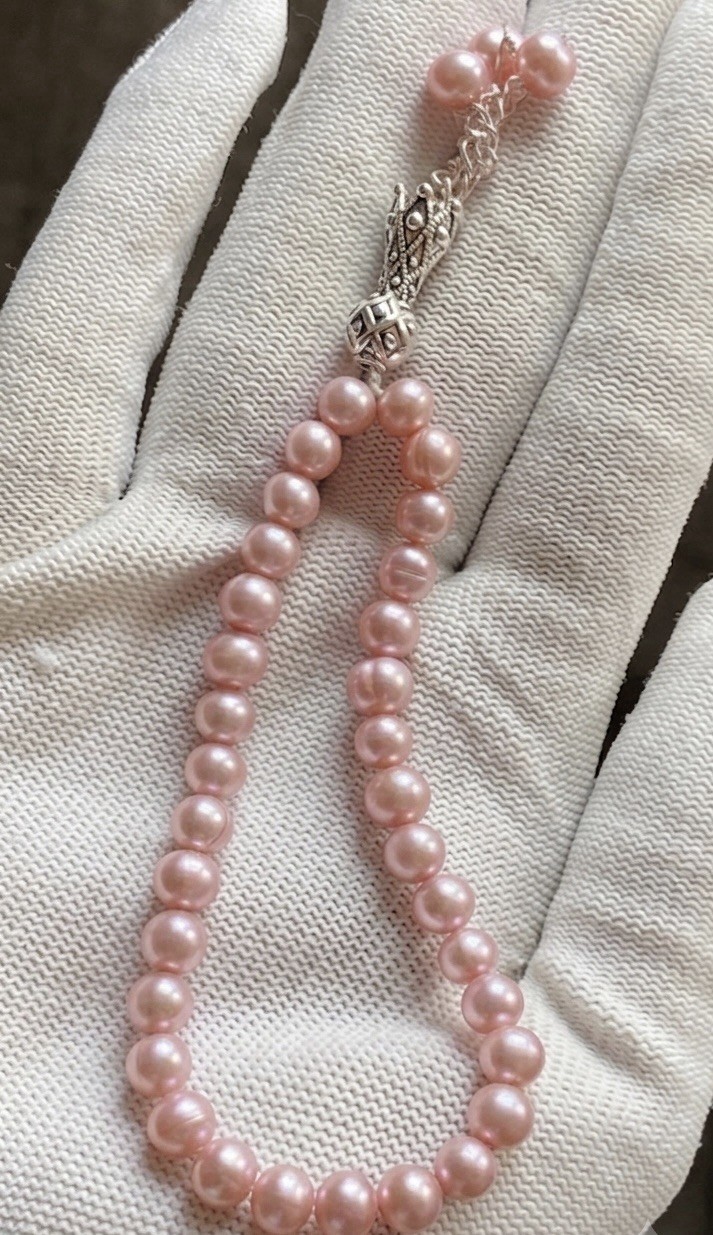 Genuine 6mm Freshwater Pearl 33 Beads Tasbih Misbaha Islamic Prayer Beads Rosary
