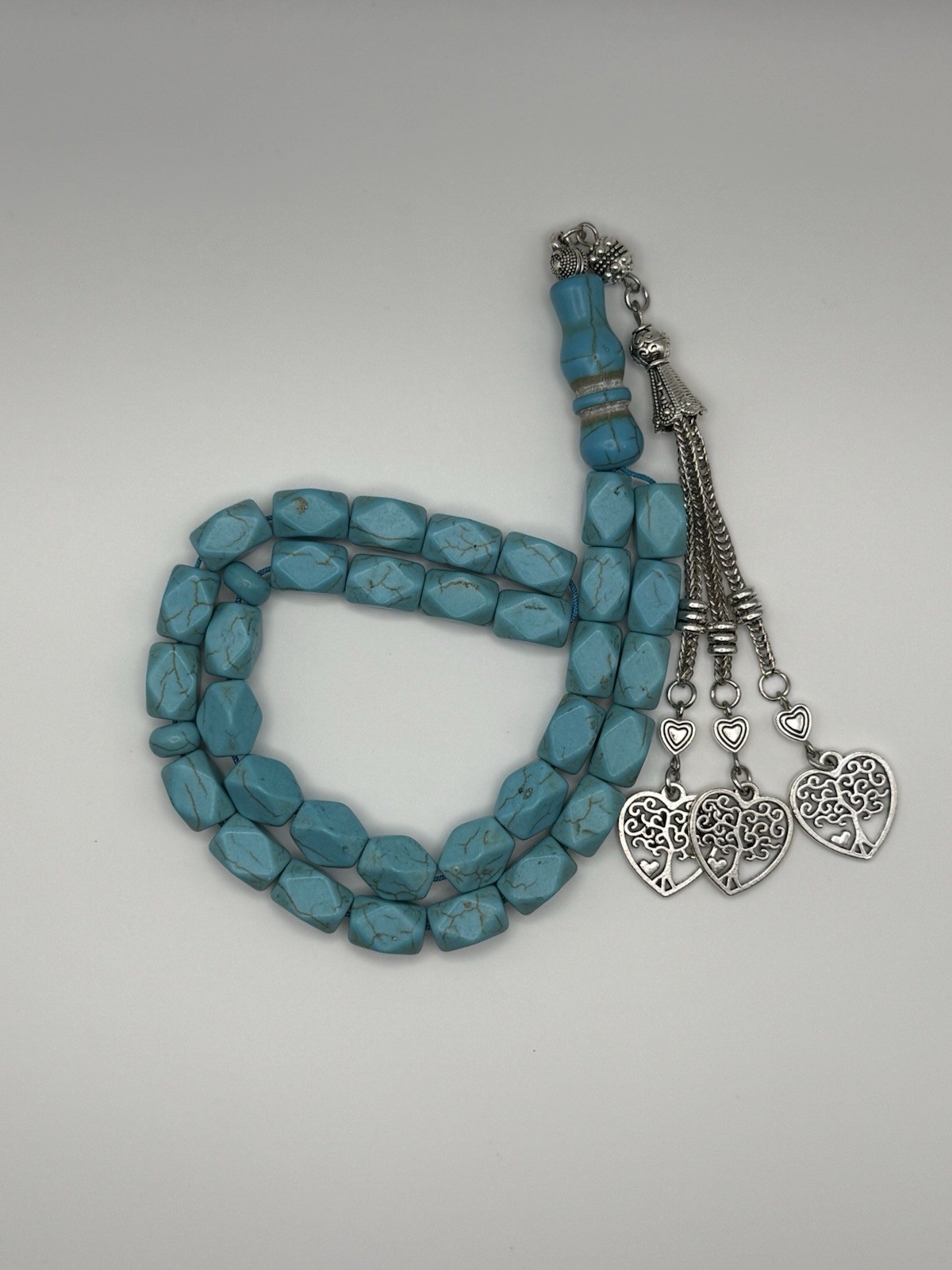 Natural Turquoise Gemstone Tasbih Prayer Beads مسبحة فيروز طبيعي